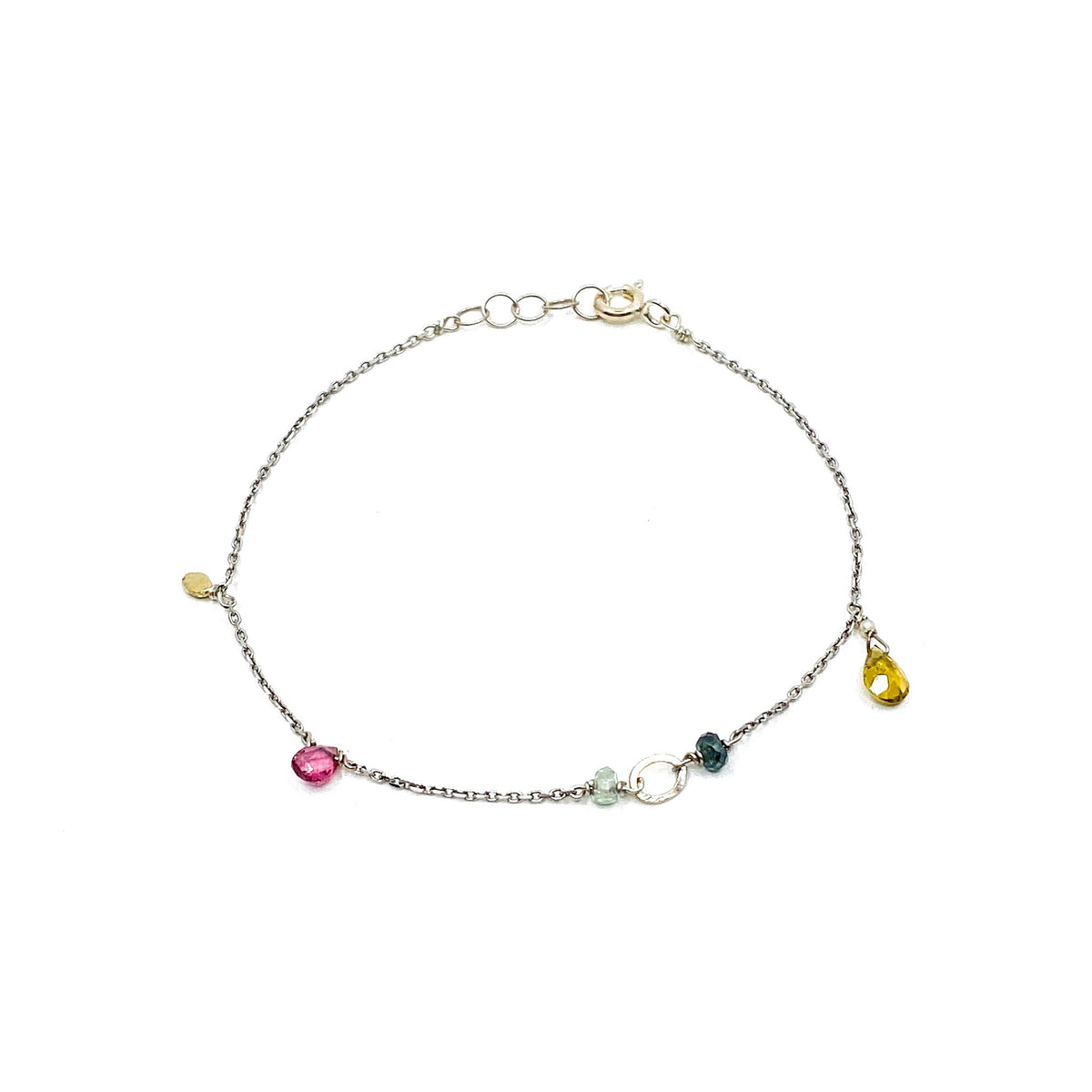 Bracelet pierres rose, jaune et bleu – bijou fait main LYLAN