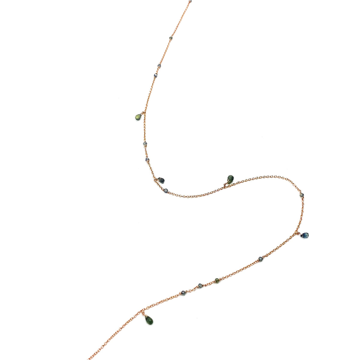 Collier saphirs vert pâle et gouttes – bijou fait main LYLAN (vue 4)