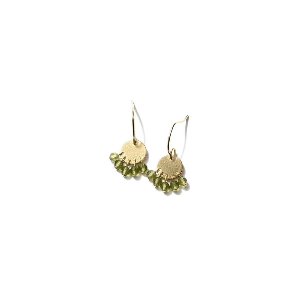 Boucles d'oreilles disque et pierre – bijou fait main LYLAN