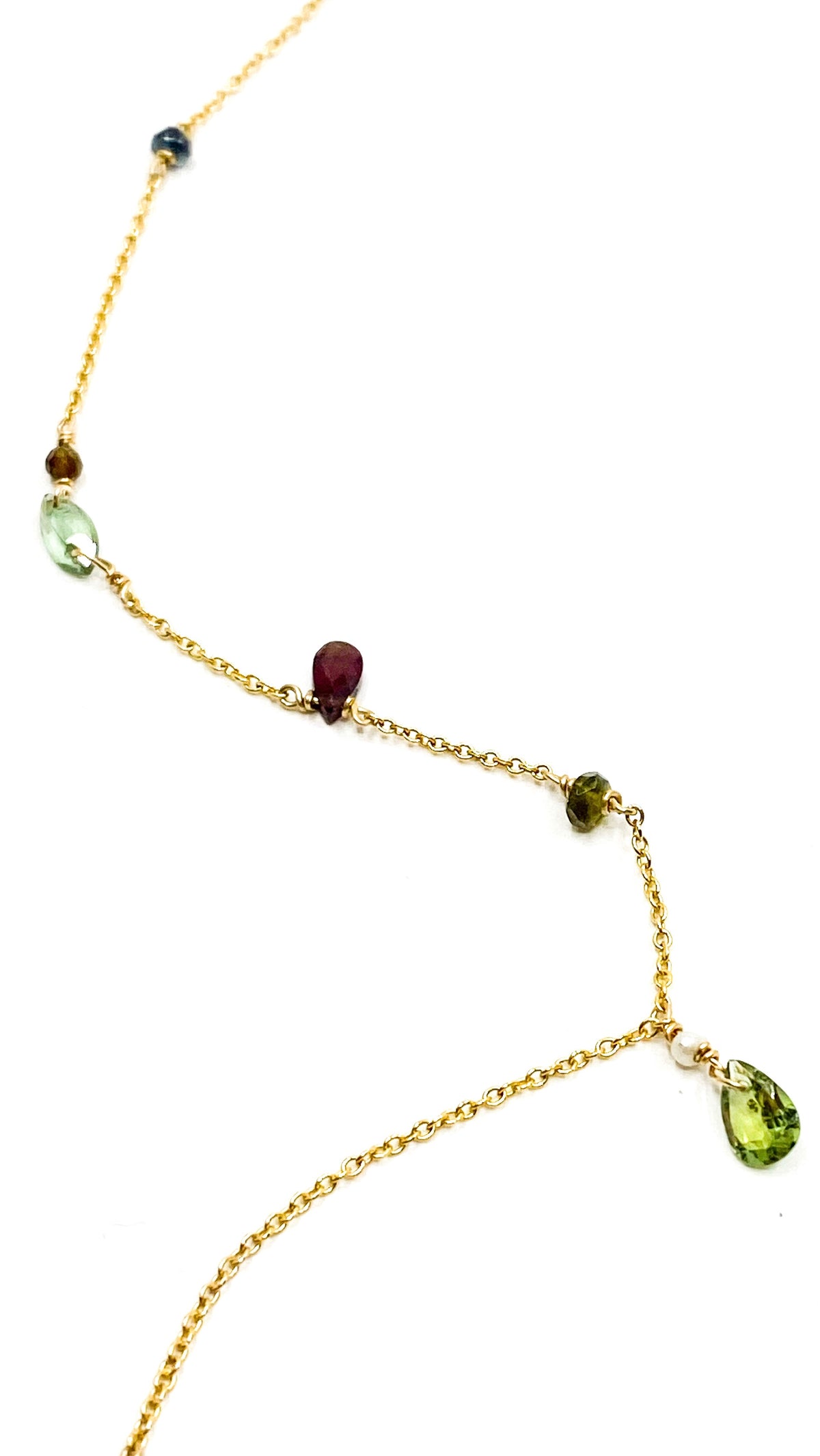 Bracelet pierres bordeaux et vert d'eau – bijou fait main LYLAN (vue 2)