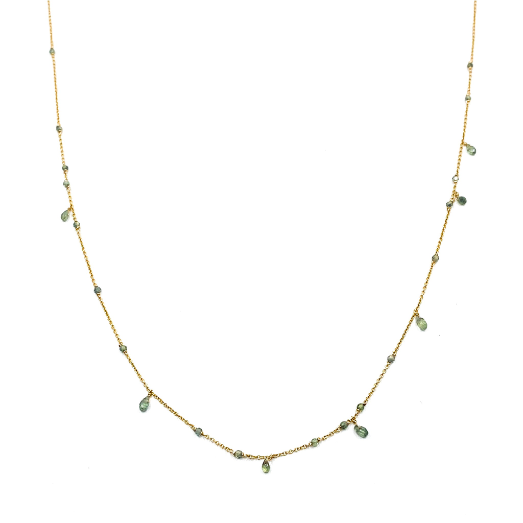 Collier saphirs vert pâle et gouttes – bijou fait main LYLAN