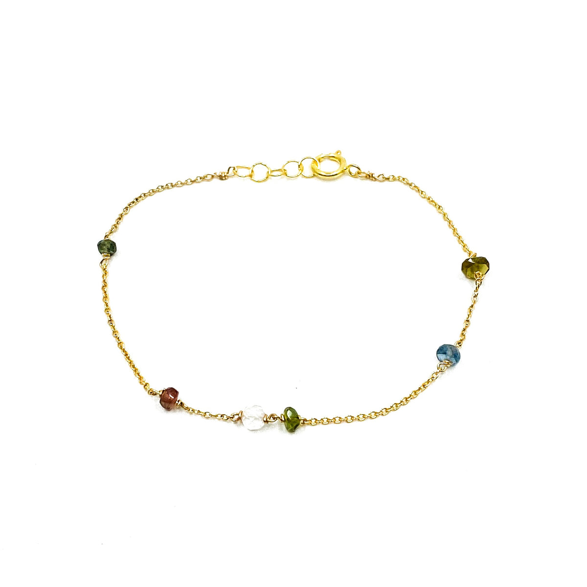 Bracelet pierres bleu, olive et cristal – bijou fait main LYLAN