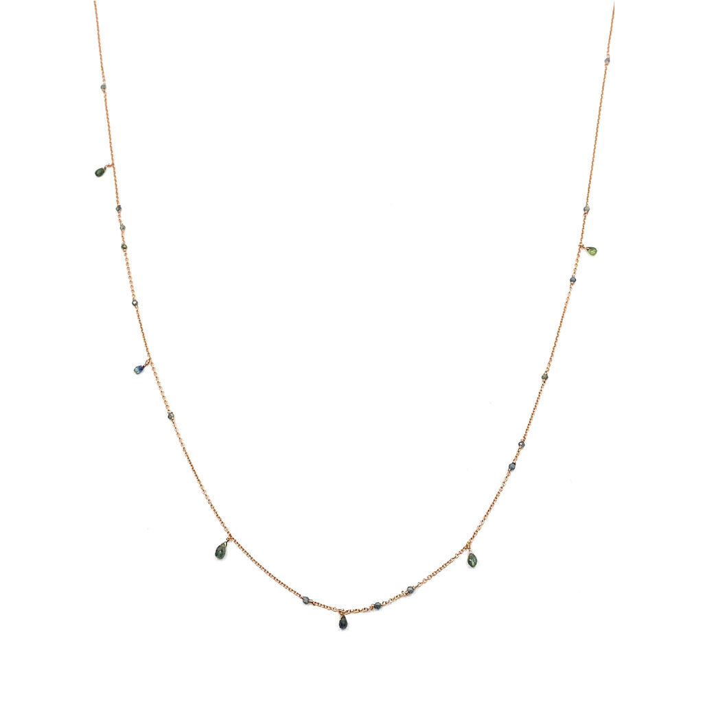 Collier saphirs vert pâle et gouttes – bijou fait main LYLAN (vue 3)