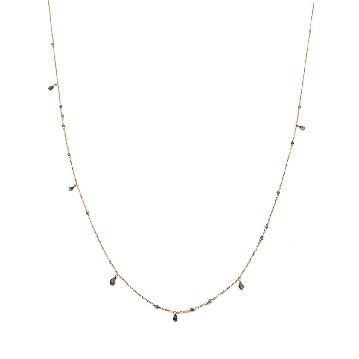 Collier saphirs vert pâle et gouttes – bijou fait main LYLAN (vue 3)