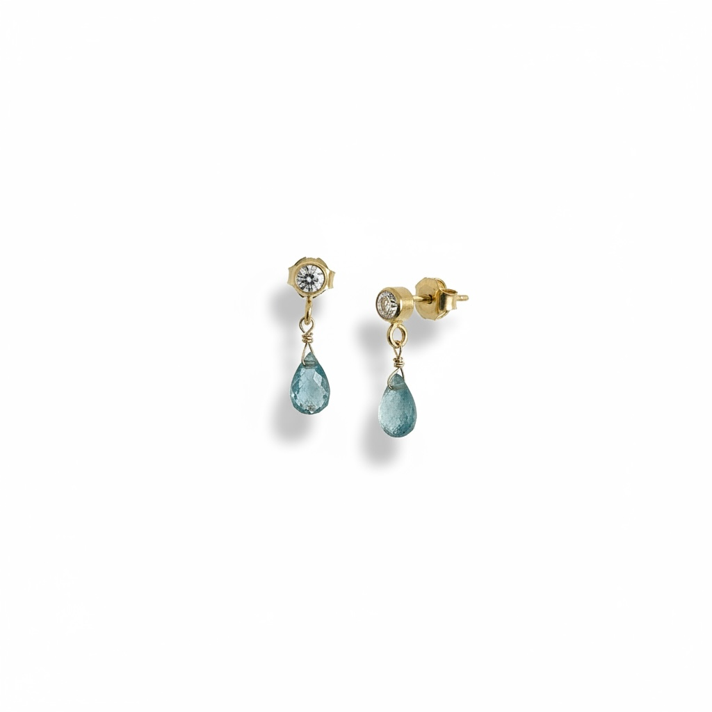 Boucles d'oreilles zircon et goutte