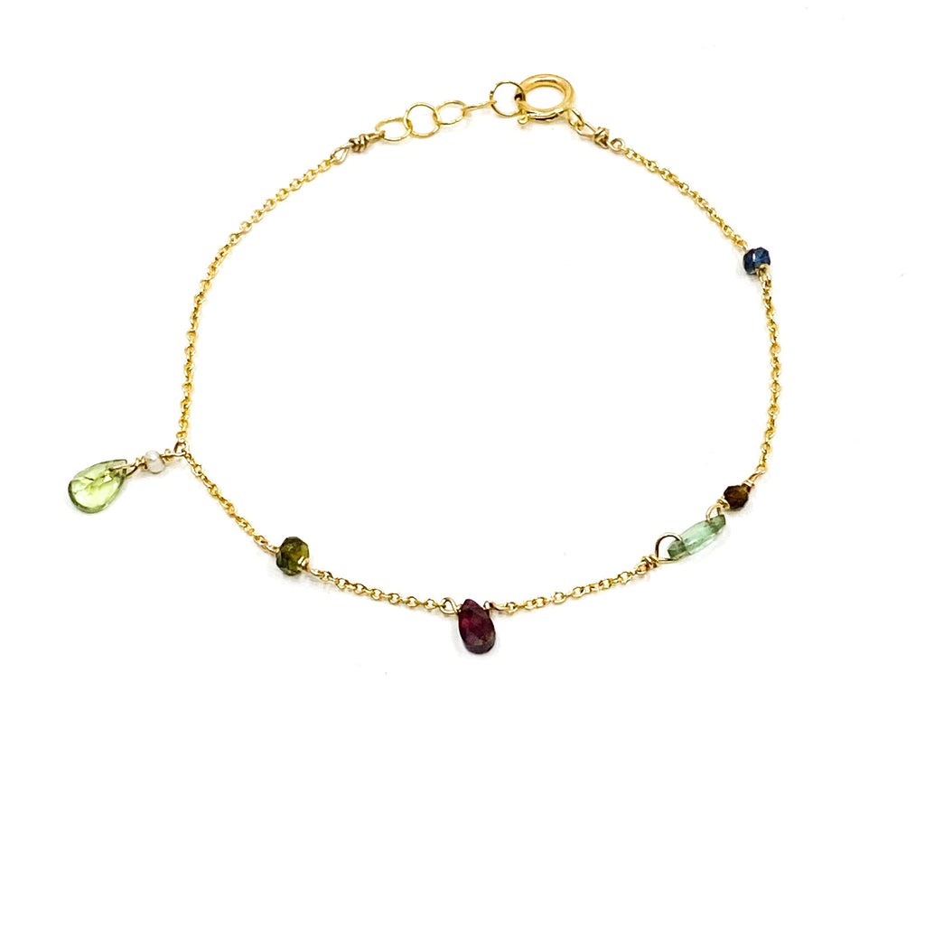Bracelet pierres bordeaux et vert d'eau – bijou fait main LYLAN