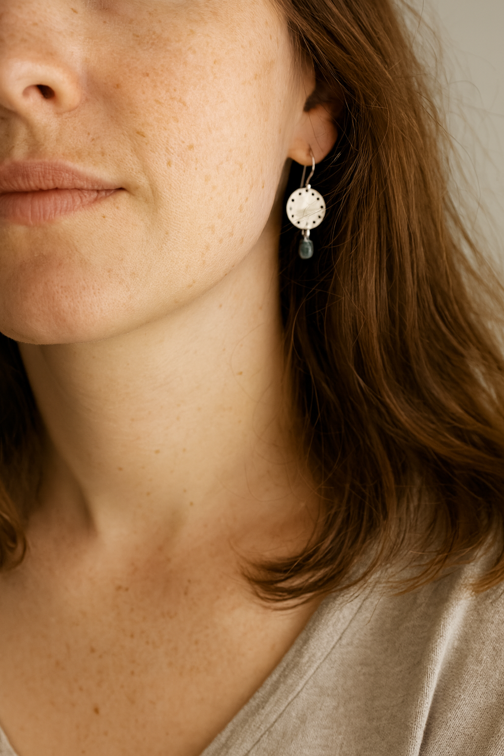 Boucles d'oreilles disque et goutte