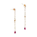 Boucles d'oreilles longues grenat – bijou fait main LYLAN