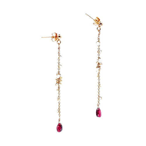 Boucles d'oreilles longues grenat – bijou fait main LYLAN