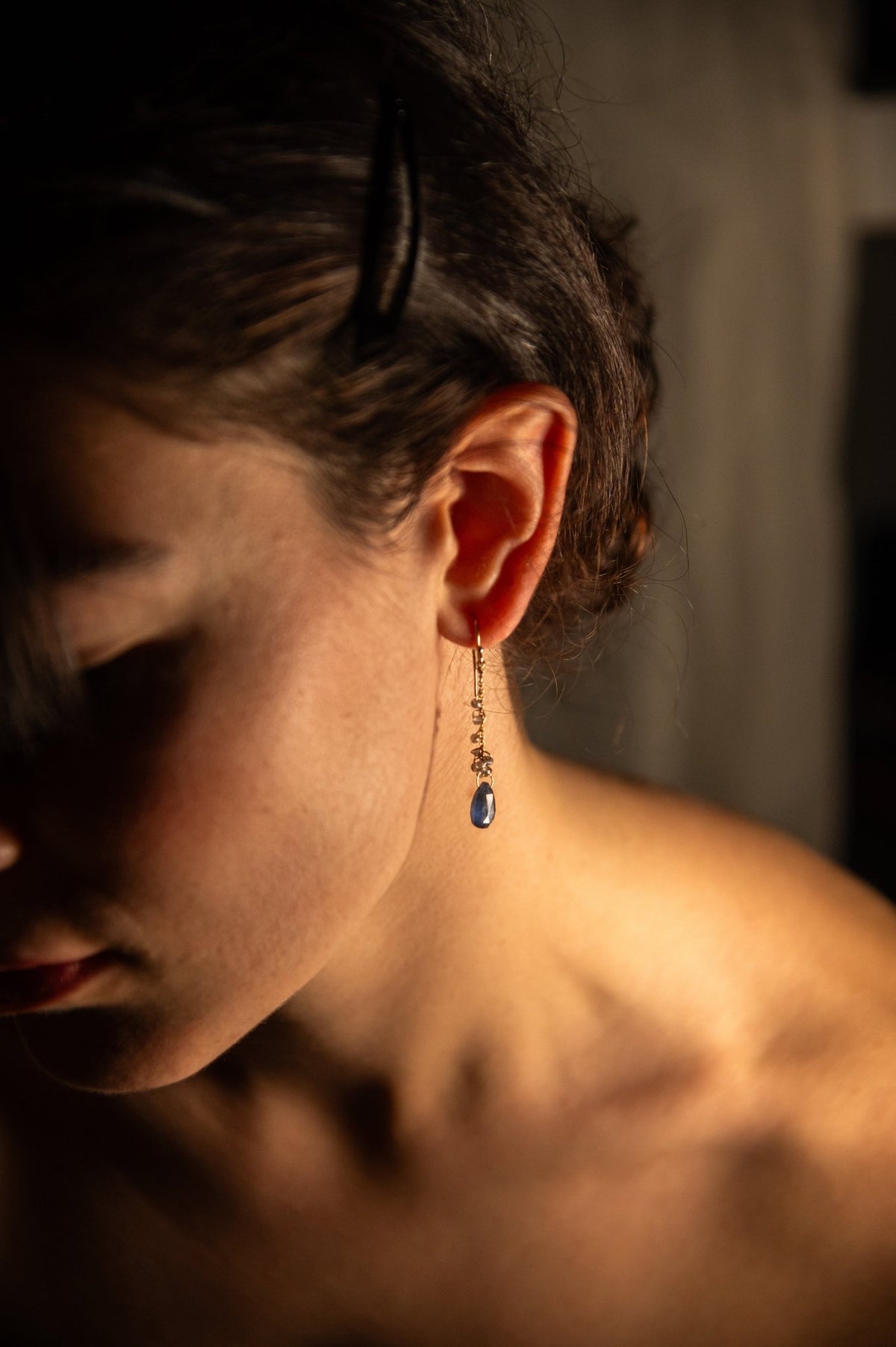 Boucles d'oreilles longues kyanite - LYLAN