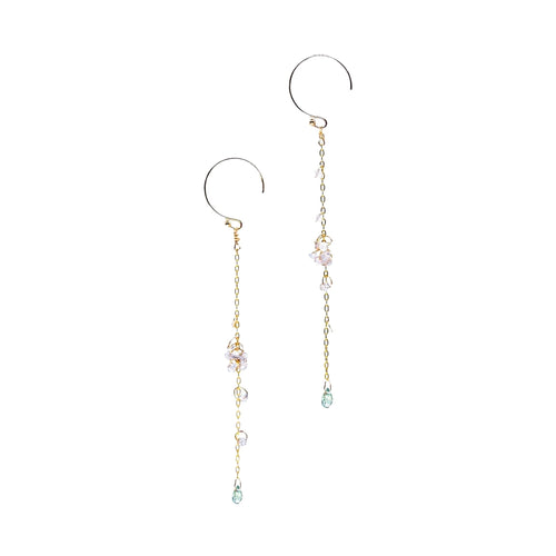 Boucles d'oreilles longues saphir – bijou fait main LYLAN