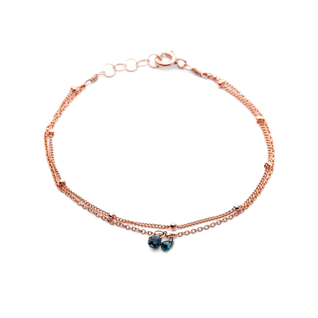 Bracelet double chaîne pierres – bijou fait main LYLAN (vue 2)