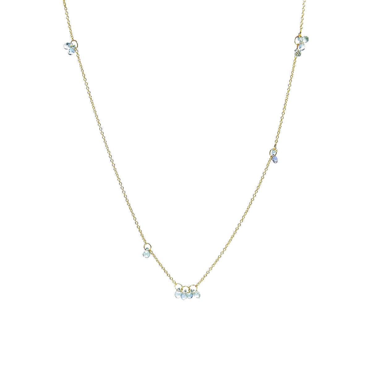 Collier saphirs vert pâle espacés – bijou fait main LYLAN