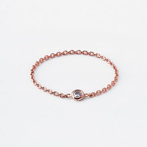 Bague chaine en or avec diamant serti clos - LYLAN