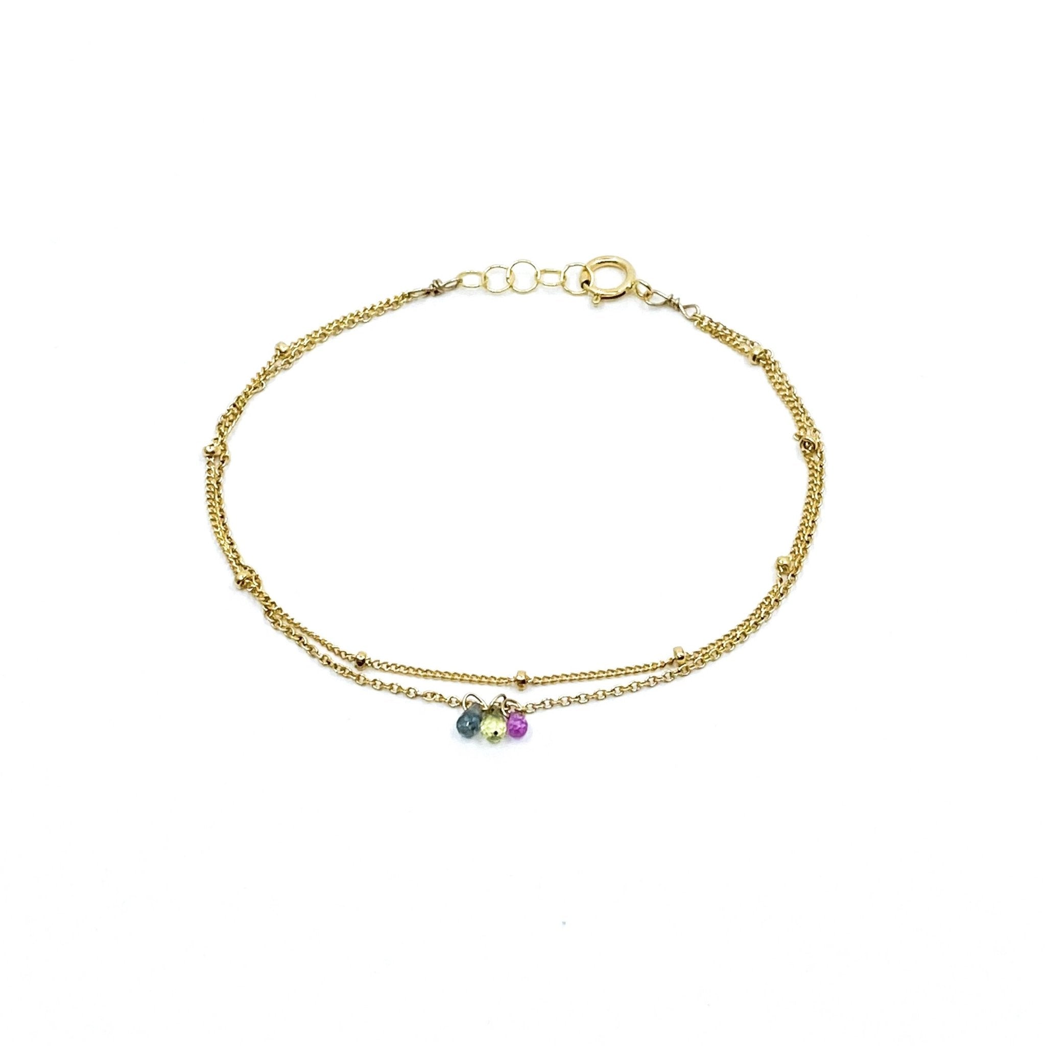 Bracelet double chaîne 3 saphirs - LYLAN