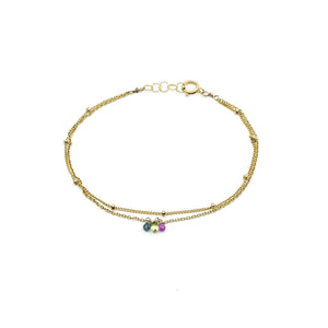 Bracelet double chaîne 3 saphirs - LYLAN