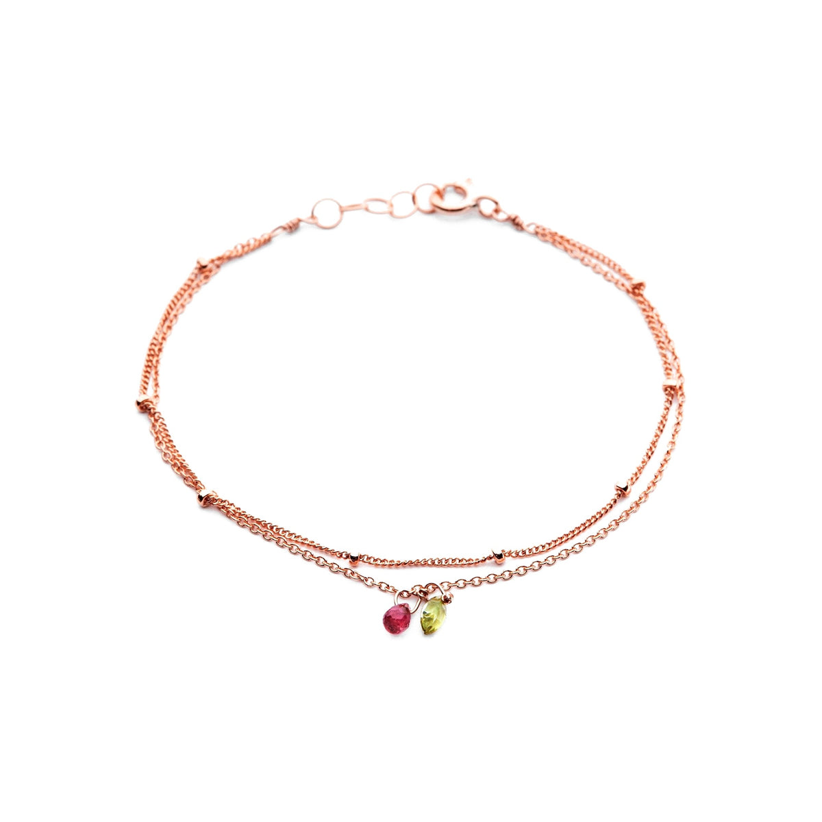 Bracelet double chaîne pierres – bijou fait main LYLAN