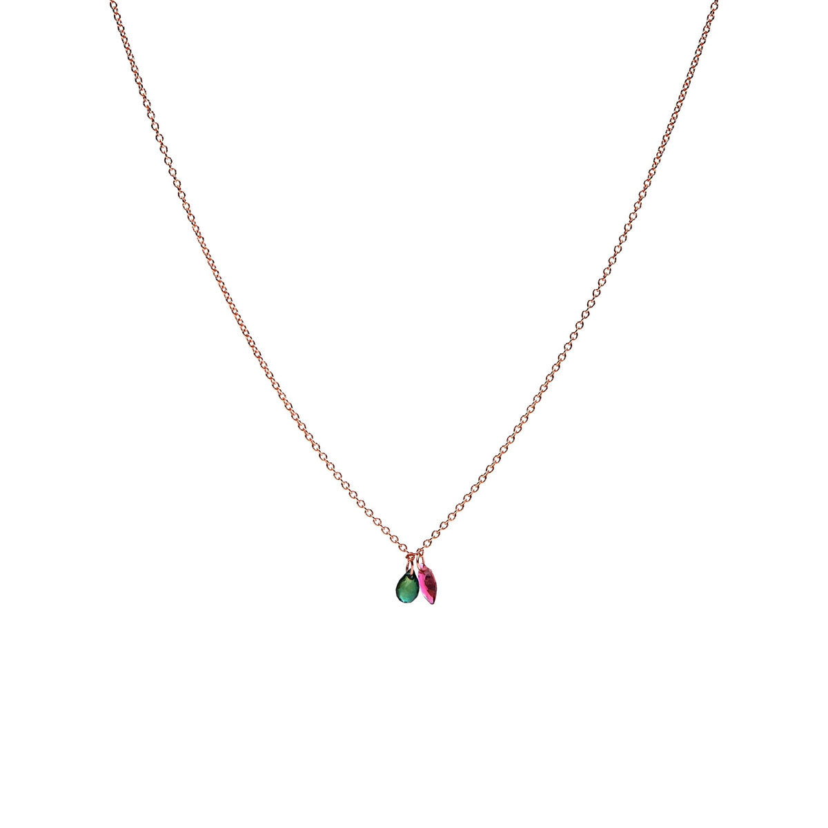 Collier 2 pierres vert et rose – bijou fait main LYLAN