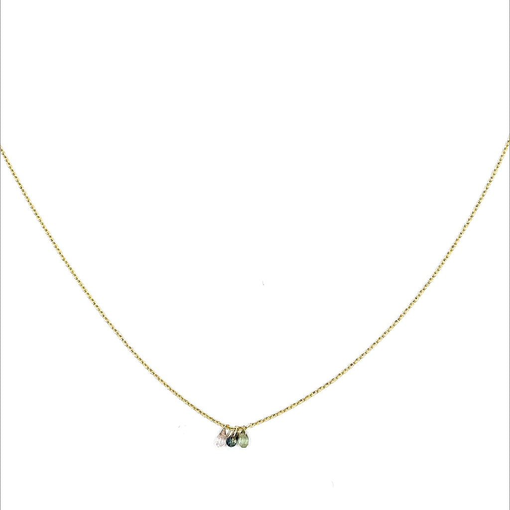 Collier 3 saphirs – bijou fait main LYLAN (vue 2)