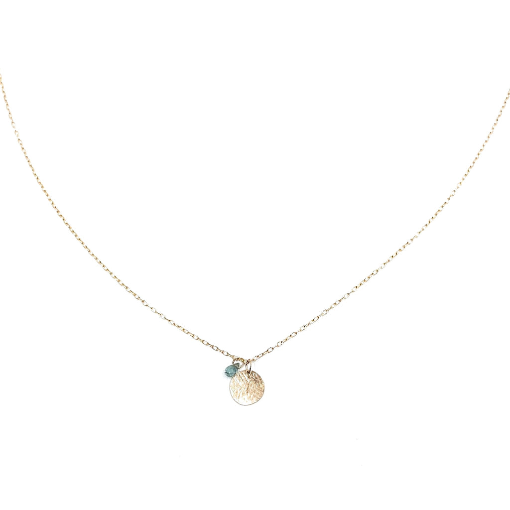 Collier disque et saphir – bijou fait main LYLAN (vue 2)