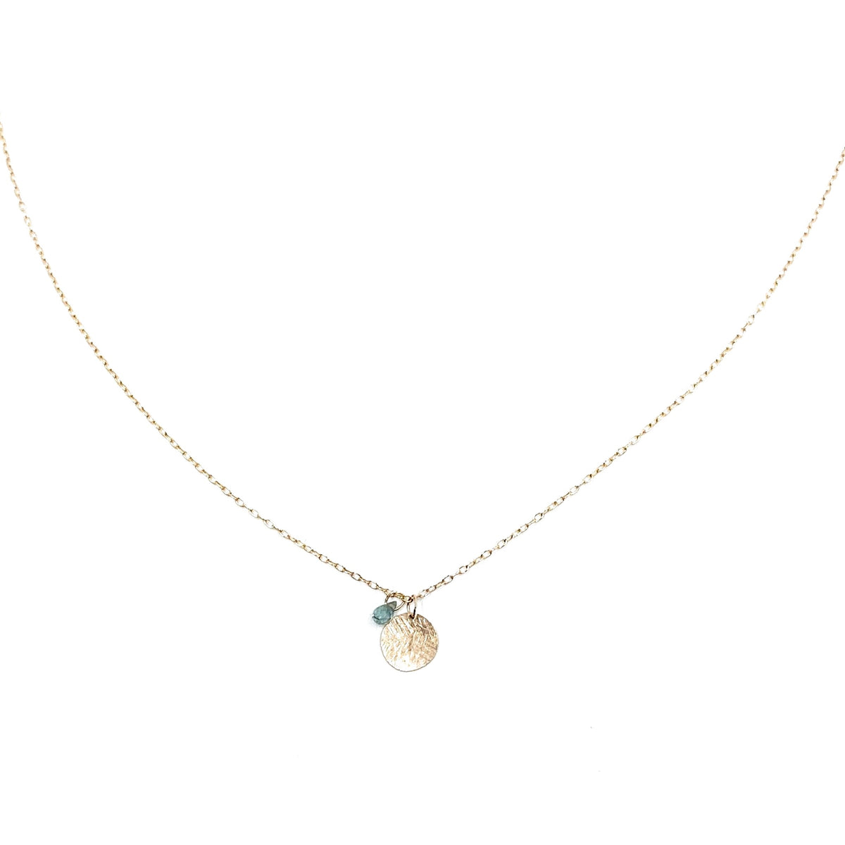Collier disque et saphir – bijou fait main LYLAN (vue 2)
