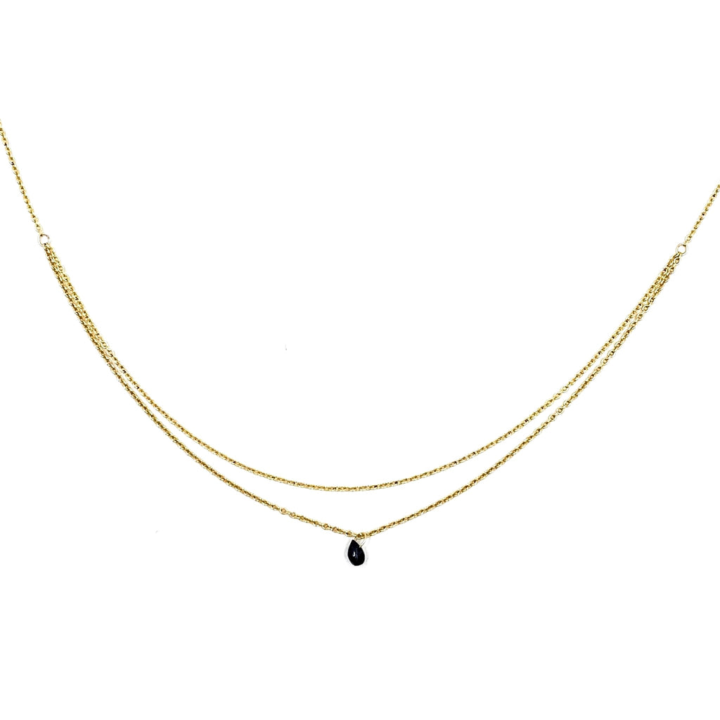 Collier double une pierre – bijou fait main LYLAN (vue 2)