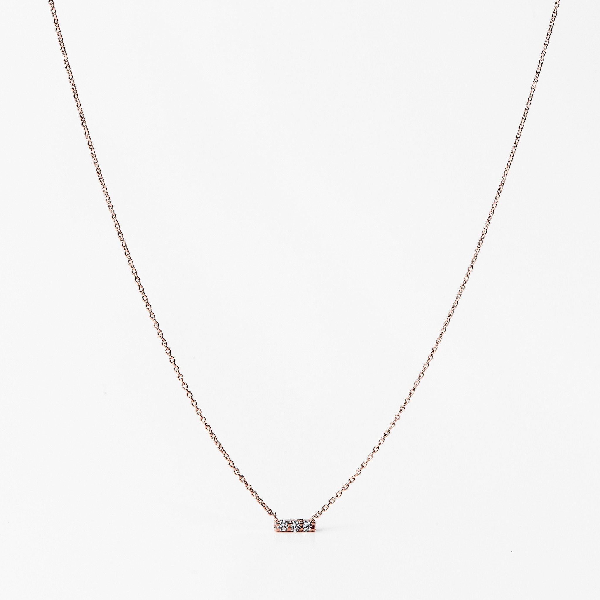 Collier en or rose avec 3 diamants montés en barre - LYLAN