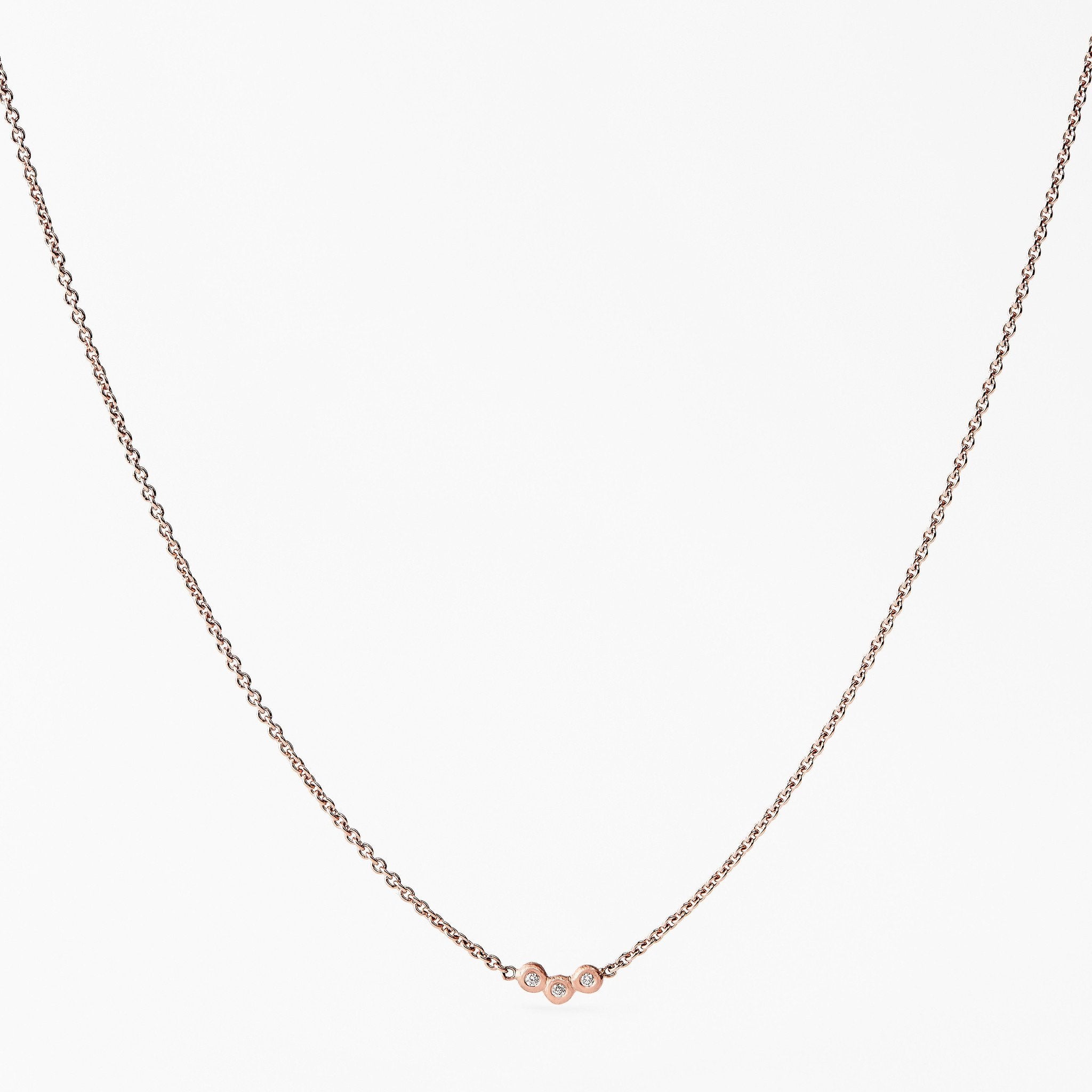 Collier en or rouge avec 3 diamants - LYLAN
