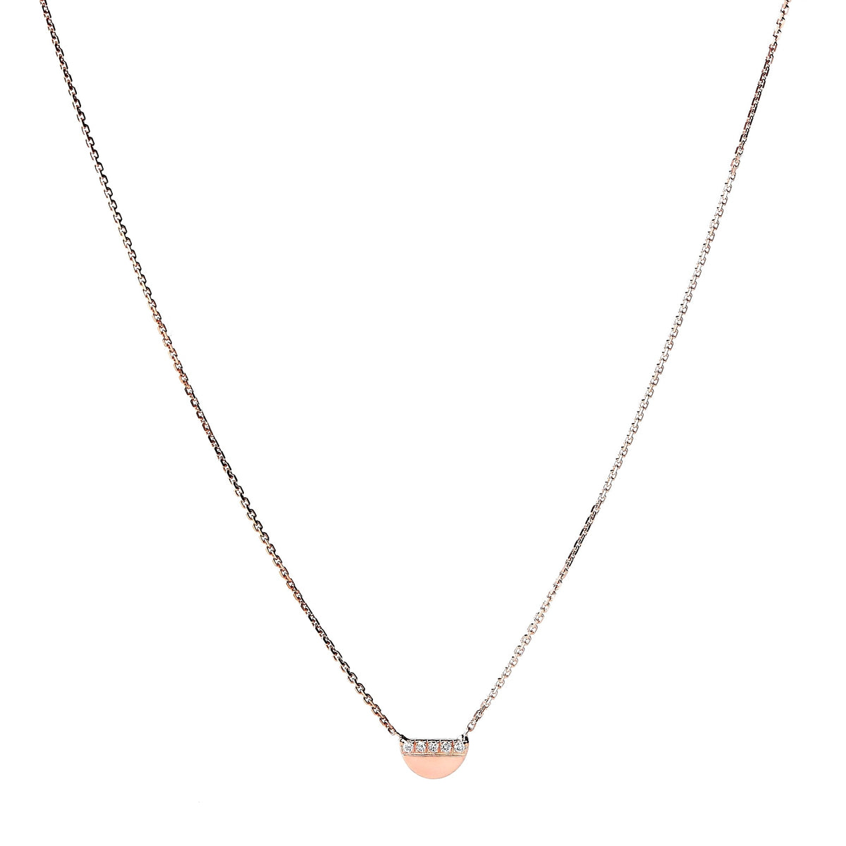 Collier or demi-lune 5 diamants – bijou fait main LYLAN (vue 2)